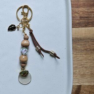 Handmade Earthy Keychain with Natural Stone Beads